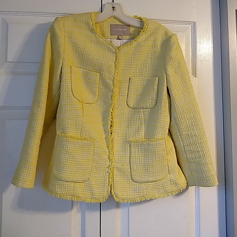 Banana republic yellow white tweed blazer